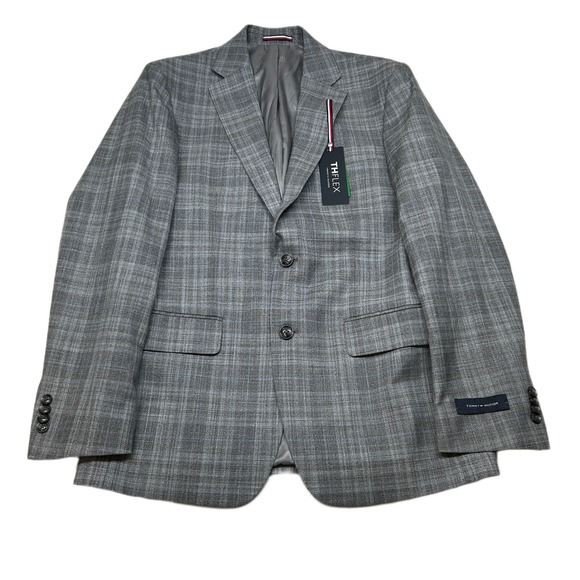 Tommy Hilfiger Conrad Sport Coat Mens 38R 38 Gray Plaid Regular Fit‎ NEW - Picture 1 of 11